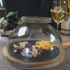 video showing smoking flow into cloche dome smoking nuts, dried fruit and cheese