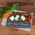 Acacia Wood & Slate Serving And Cutting Board - Lifestyle Image With Cheese And Veggies