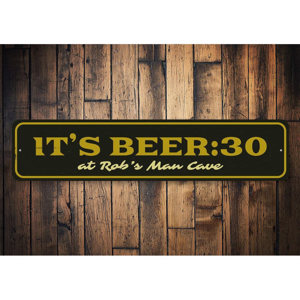 Custom Beer 30 Sign Hanging on wood wall