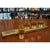Custom Reclaimed Barrel Whiskey Flight Set - on bar top with four glencairn whiskey glasses. 