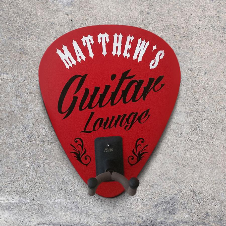 Custom Ultimate Guitarist Wall Mount Guitar Holder - Guitar Lounge Design on concrete background