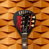 Custom Ultimate Guitarist Wall Mount Guitar Holder - Dragon design - on wood background with guitar hanging