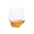 Faceted Crystal Tumblers displayed on white background with whiskey in glass