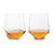 Faceted Crystal Tumblers displayed on white background with whiskey in glass