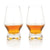 Footed Crystal Scotch Glasses displayed side by side on white background with whiskey in them
