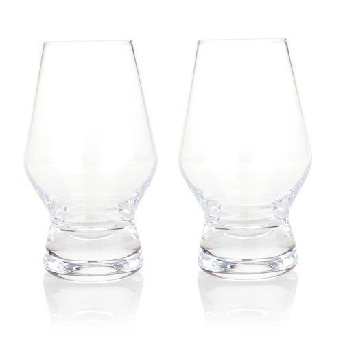 Footed Crystal Scotch Glasses displayed side by side on white background with whiskey in them