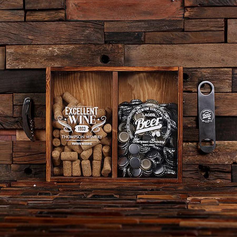 Personalized Beer Cap & Wine Cork Display Set